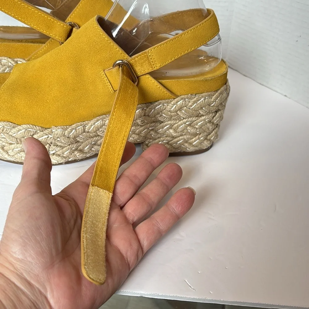 Kelsi Dagger Mustard Yellow Espadrille Wedge Sandals